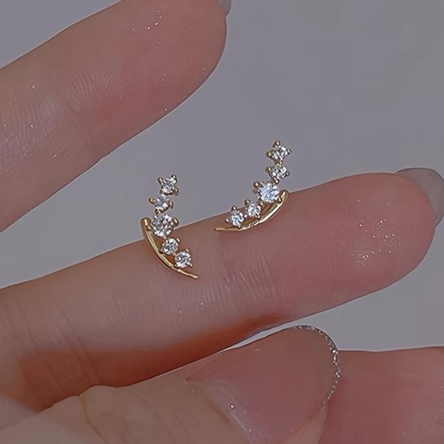 TEMU Exquisite Zirconia Copper Earrings - Elegant And Simple Women's Everyday Jewelry For Weddings.