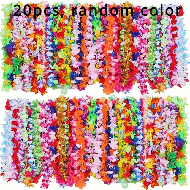TEMU 20pcs, Hawaiian Necklace Tropical Headbands - Party Favors, Wedding Decorations, Beach Birthday Supplies, Halloween Decorations, Christmas Decorations