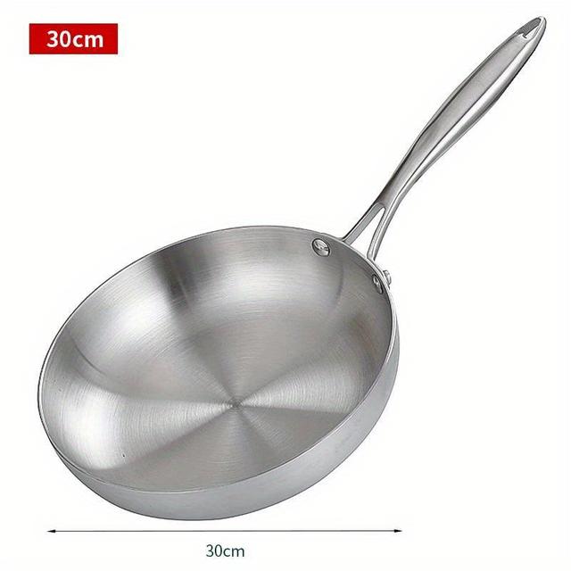 TEMU Stainless Steel Frying Pan, Pot For Gas Stove And Induction Cooker - Kitchen Cookware
