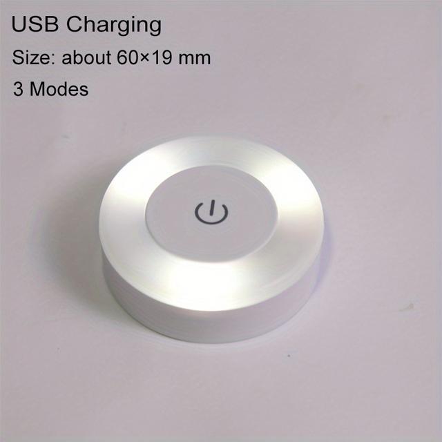 TEMU 1pc LED Lámpara de noche con sensor táctil, 3 de luz de pared con base magnética recargable por USB, lámpara de noche redonda portátil con atenuación para decoración de habitaciones