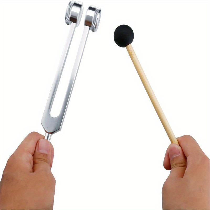 TEMU 128hz Tuning Fork With Mallet And Cloth Organize Bag, For Yoga , Ear Vibration Massage, Meditation, Resonance, Ear Mask Stimulation, Ear Picking Tool, Teaching Instrument