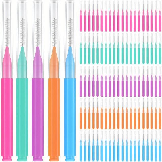 TEMU 50 szt. Pudełko Szczoteczek Międzyzębowych w Kształcie Litery I, Wielokolorowe Główki do Czyszczenia Zębów – Niezbędne Narzędzie Higieny Jamy Ustnej na Podróż