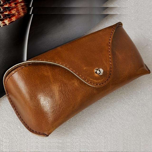 TEMU 트렌디하고 우아한 심플 클립 안경 케이스, 대용량 천연가죽 패션 안경 박스, 휴대용 패션 안경 보관함, 내구성 있는 보호 케이스, 남녀 학생용 안경 액세서리