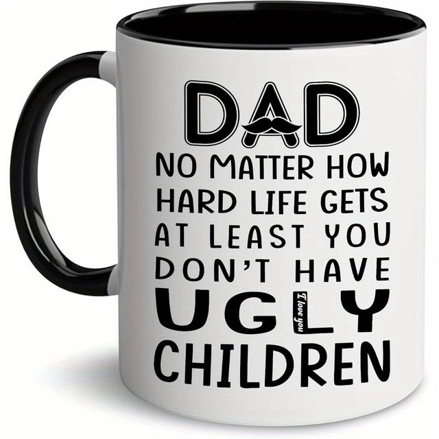 TEMU 1pc, Dad Gift Coffee Mug - Birthday Gifts For Dad - Dad No Life Funny Coffee Mug - Father's Day Gift Idea From Son Or Daughter Present For Dad 11oz