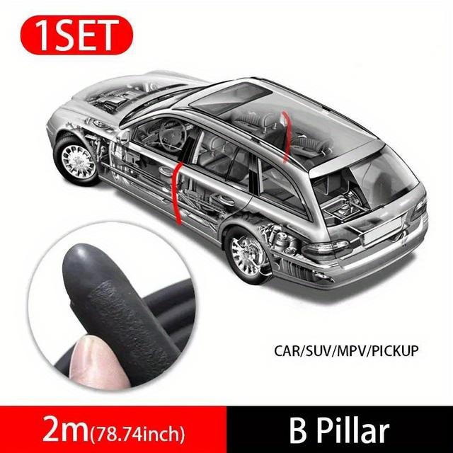 TEMU 2m Car Strip B-pillar Weatherstrip Waterproof Auto Sealant Strip Fits Vehicles