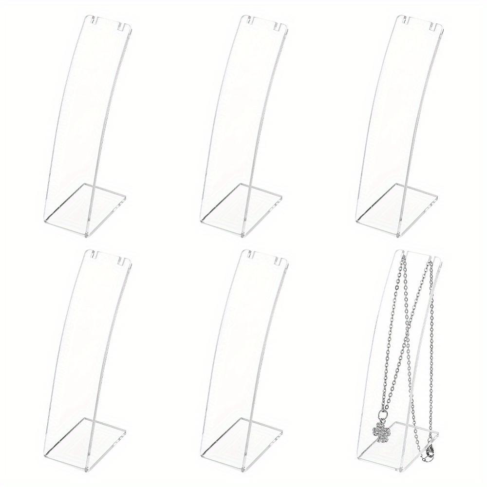 TEMU 6pcs Acrylic Necklace Holder Slant Back Earring Display Stand Jewelry Organizer For Earring Necklace Long Chain Pendant Jewelry Storage Rack For Retail, Jewelry Towers