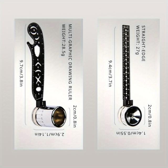 TEMU 4pcs Black Magnetic Drawing Compass Set - Multi-functional Engineering & Drafting Rulers For Office Use