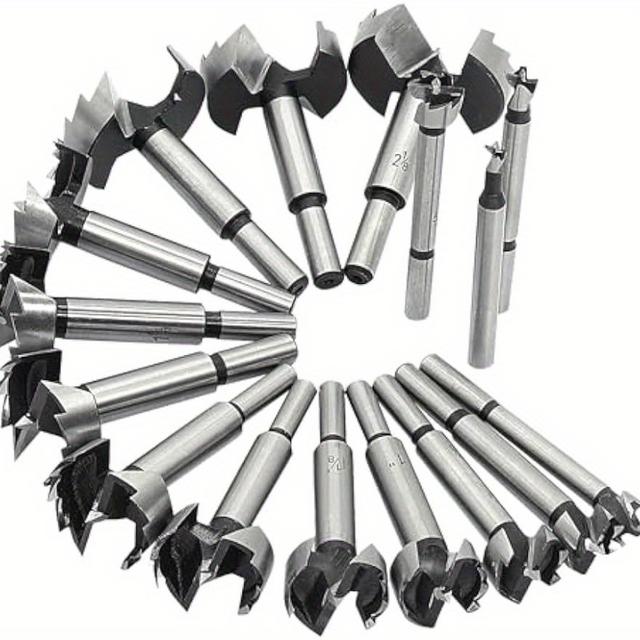 TEMU 16pcs Carbide Drill Bit Set - Sharp, Durable With Round Shank For Woodworking, Ideal For Hardwood, , Plastic & Plywood, Woodworking Tools And Accessories