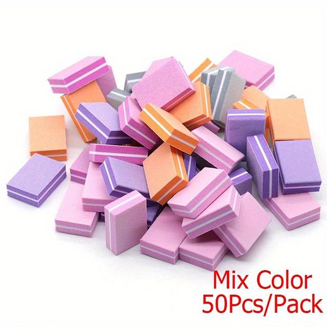 TEMU 50 шт. міні-полірувальних блоків для нігтів, двосторонні пилки для шліфування, засоби для манікюру та педикюру, губки для малювання на нігтях для формування та згладжування