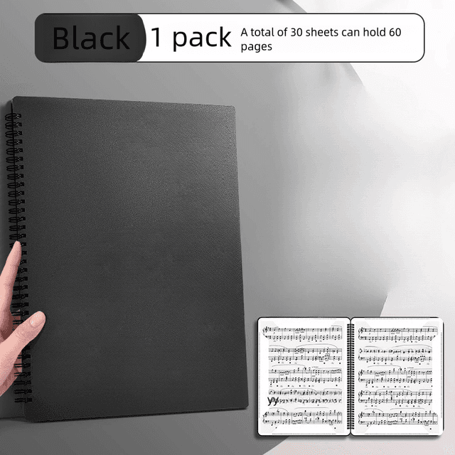 TEMU Pages Sheet Extended Piano Sheet , A4 Size Black Double-sided Writing Folder For Band Piano