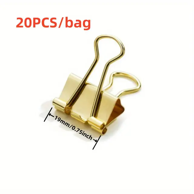 TEMU 20pcs Golden Metal Binder Clips - Small, Durable Paper & Document Organizers For Office And Home Use