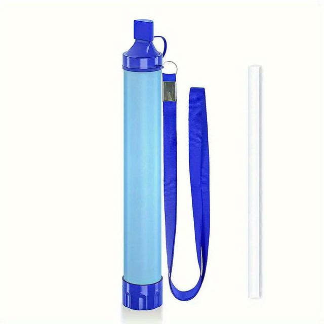 TEMU 1pc Water Filter, Portable Emergency Survival Gear, Water Purifier For Outdoor Camping, Hiking, Backpacking, 0.9cm Diameter, 22cm Length With Lanyard