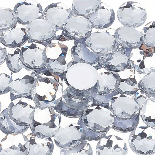 TEMU A Box Containing 60 Self-adhesive Acrylic Rhinestone Stickers, Perfect For Projects And Crafts, Featuring Half-round Clear Designs Measuring 20x5mm