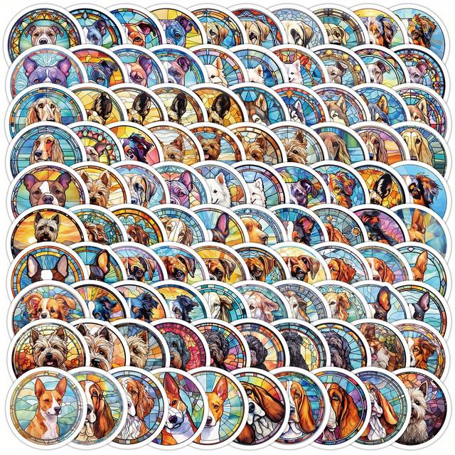 TEMU Zestaw naklejek z motywem psa - Naklejki wodoodporne z materiału PP na samochód, laptop, telefon, bagaż, butelkę na wodę, deskorolkę - Żywe wzory psów w kwiaty na wszystkich powierzchniach