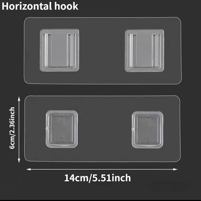 TEMU 1/3pairs Self-adhesive Plastic Wall Hooks, 12lbs Max Weight, Double-sided, No-punch, Transparent, Modern Style, Multi-purpose Kitchen And Bathroom Hangers