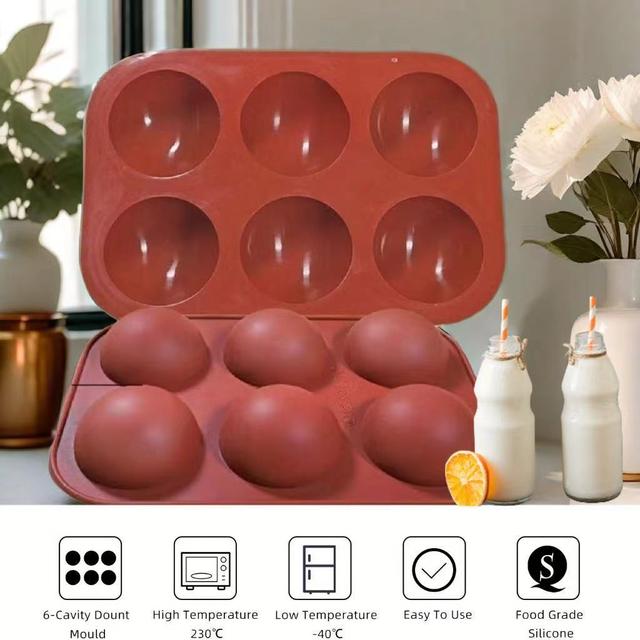 TEMU 2pcs 6-cavity Silicone Cake Molds, Diy Sphere Cookie Candy Chocolate Baking Mould, Suitable For Home, Kitchen And Restaurant