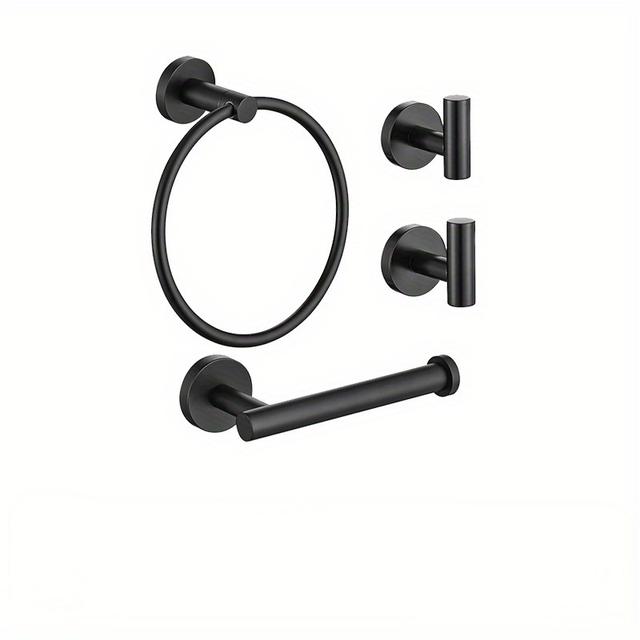 TEMU Juego de anillos para toallas de acero inoxidable | Barra para toallas de baño y toallero para papel higiénico, moderno