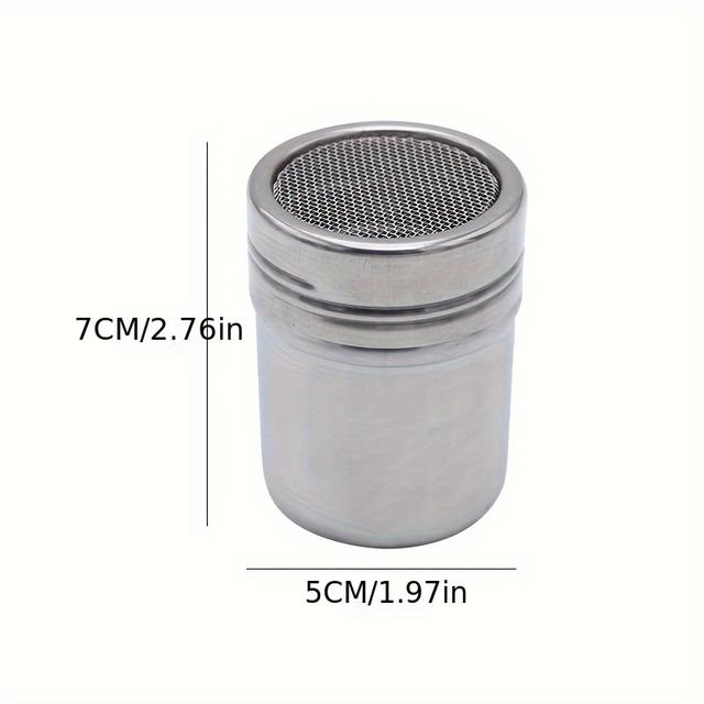 TEMU Precision Stainless Steel Powder Shaker - , Cinnamon & Coffee | Durable, Easy-clean Kitchen Gadget