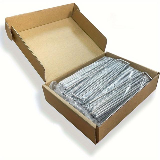 TEMU 100pcs 4" Galvanized Garden - Anti-rust Metal Pins For Barrier, Irrigation Tubing & Landscape Fabric