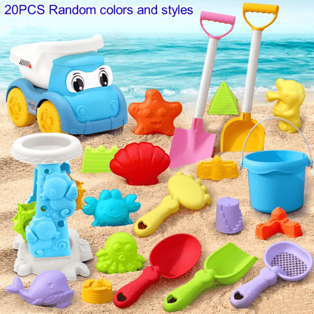 TEMU Kids Beach Toy Set With Atv, Sand Molds, Water Play Tools - Includes Bucket, Shovel, Rake & More In Assorted Colors & Styles For A Day