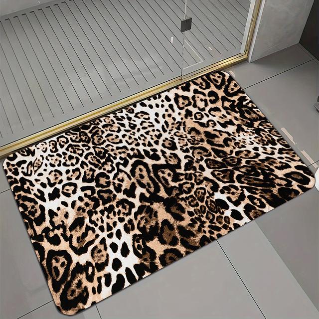 TEMU Alfombra de baño estampado de leopardo: Gran capacidad de absorción, antideslizante y resistente para tu baño - Disponible en diferentes tamaños