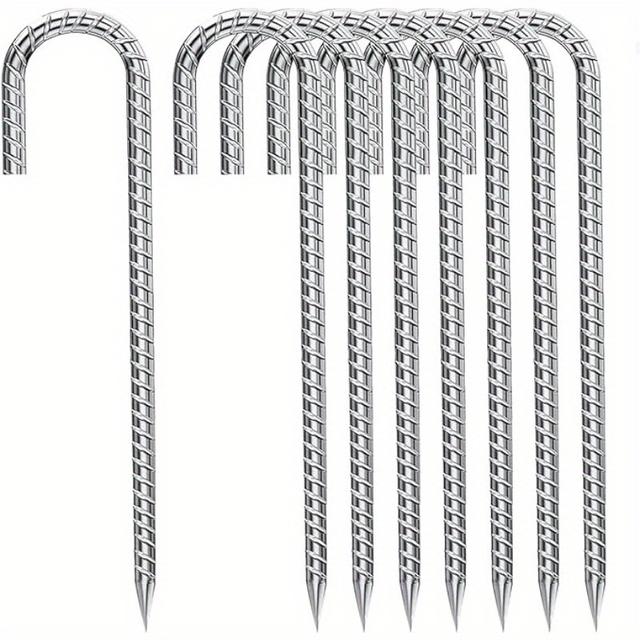 TEMU 8pcs 12" Stakes Heavy Duty Ground Anchors, Anti Rust Tent Stakes Garden Fence Stakes, Plant Support Garden Stakes