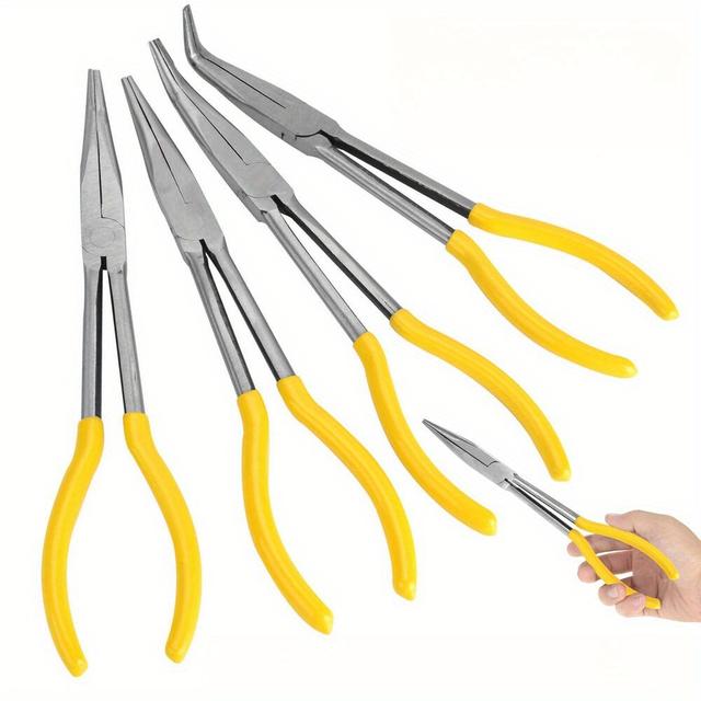 TEMU Set Pinze da Precisione da 11" - Lunghezza di , Dritte & Angolate con Tagliafili, Manici Confortevoli