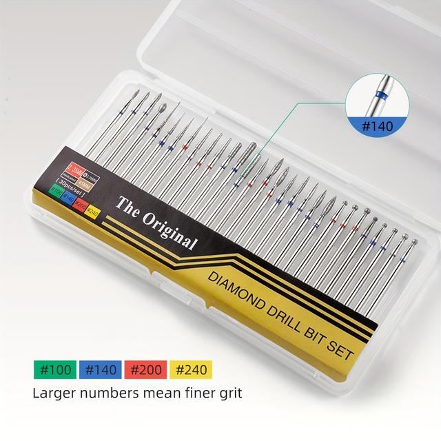 TEMU 30pcs Hypoallergenic Drill Bits Set, Carbide Cuticle Drills For Dead Skin Removal, Manicure Tools Kit
