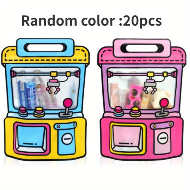 TEMU 20pcs Vibrant Cartoon-themed Gift Bags With Pink & Yellow Arcade - Durable Plastic Tote Bags For Snacks & Gifts - Ideal For Birthdays, Holidays, Graduations - Rainbow Motif, Small Gift Bags