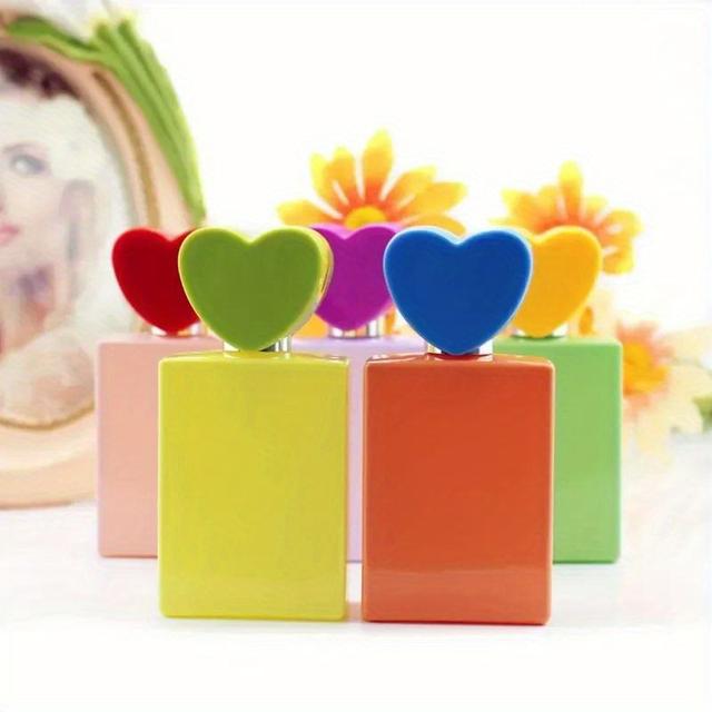 TEMU 5pcs Thick Colorful Heart Glass Perfume Bottles Empty Travel Spray Atomizer Cosmetic Sprayer Bottle Refillable