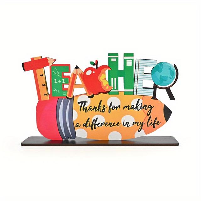 TEMU 2d Flat, Pencil Teacher Wooden Ornaments Decoration Office Ornaments Home Decoration Decoration Holiday Gifts For Teachers, Room Decor