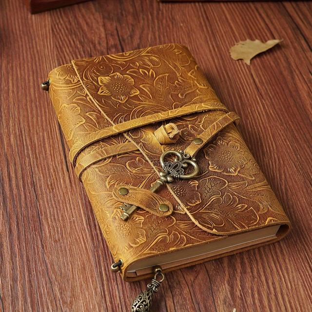 TEMU 1pc Of Handmade Sketchbook, Vintage Leather Notebook, Creative Notepad, 7.5 Inches By 5.5 Inches, 100 Sheets, 200 Pages, Suitable For Office, Gifts, And Holiday Presents.