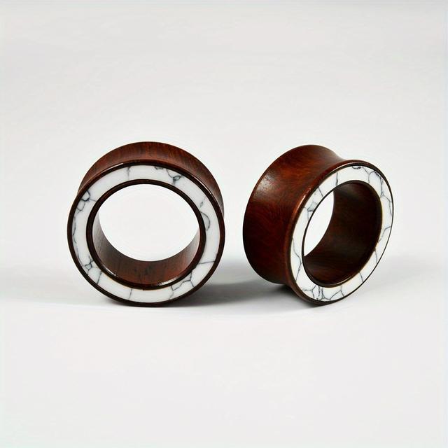 TEMU 1 Pair Shell Black Wood Hollow Pinna Red Sandalwood Ear Piercing Earrings Body Jewelry Piercing