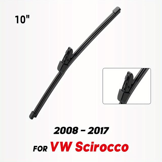 TEMU Universal Fit 10" Rear Wiper Blade For Vw 2008-2017, Natural Rubber, Bayonet Mount, Vehicle Specific Compatibility, For Windshield Windscreen Rear Window