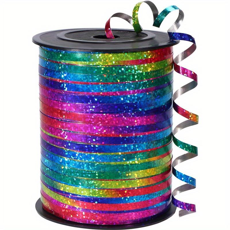 TEMU 228.6 Meter Holographic Rainbow Curling Ribbon - Sparkling Metallic Ribbon For Gifts, Balloons, Weddings, Birthdays, And Day Decorations, Multi- Supplies