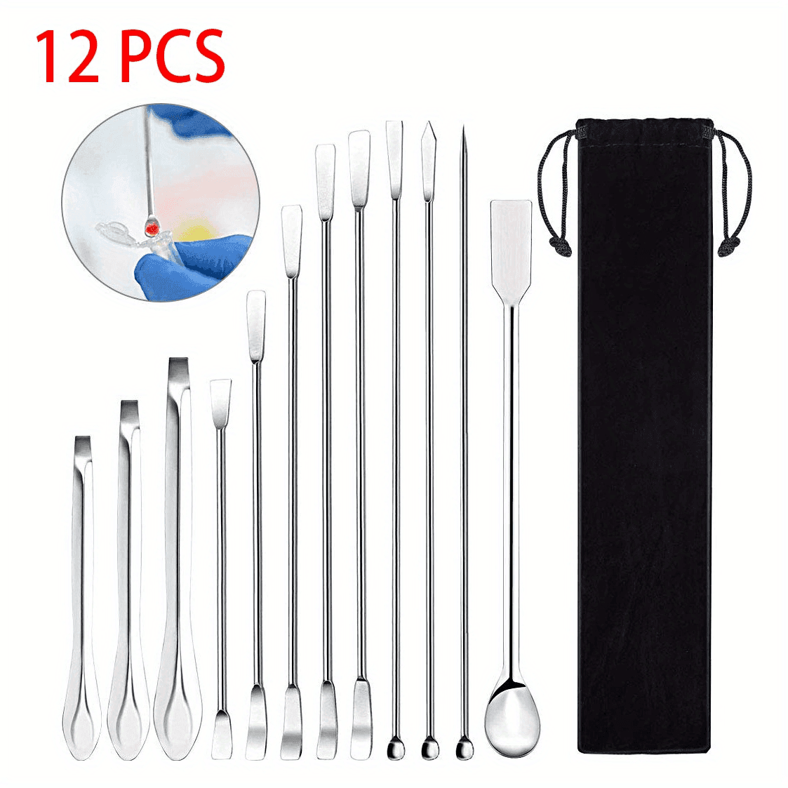 TEMU 12 espátulas de , cuchara de , micro cucharas de , espátula de de reactivos, cuchara de muestreo, juego de espátulas de de para polvos, gel, , relleno