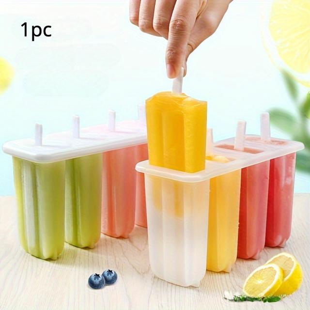 TEMU Легка у чищенні форма для морозива з 4 відділеннями - Багаторазовий DIY льодяник для літніх , безпечний для їжі поліпропіленовий матеріал