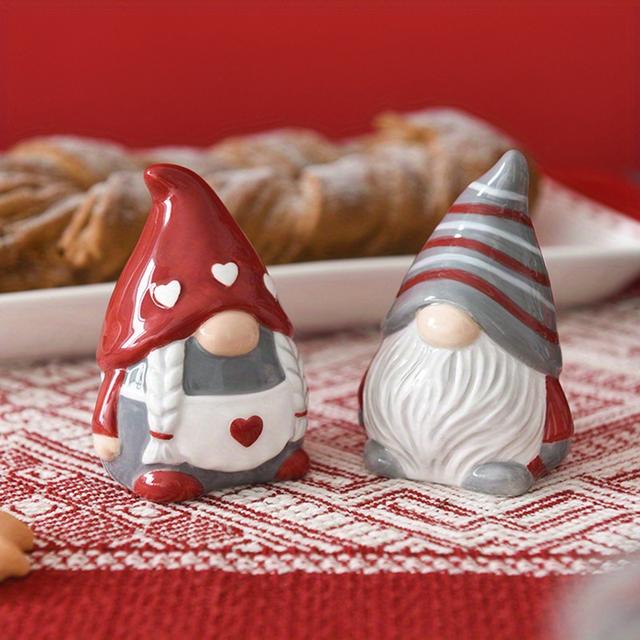 TEMU Scandinavian Santa Claus Ceramic Pepper Salt Shaker Creative Christmas Elf Pepper Shaker High-looking Ornament Decorated