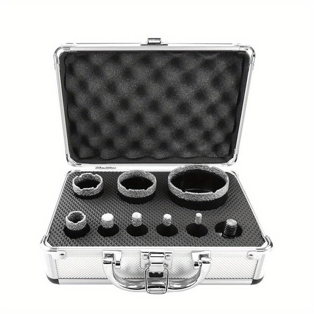 TEMU 9pcs Diamond Set, M14 Thread, 6-68mm, Dry Drill Bits For Tile, Marble, Granite, Porcelain Cutter