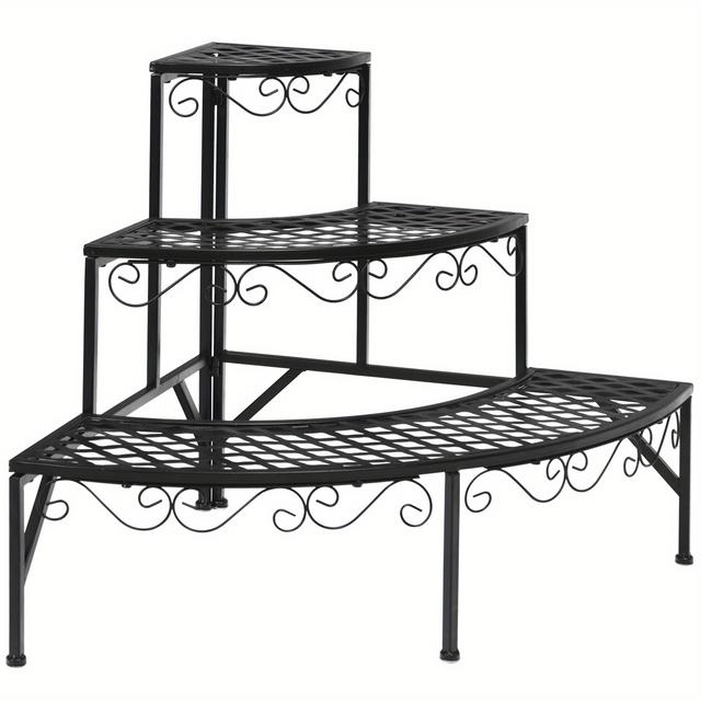 TEMU Corner Plant Stand Metal 3 Tier Ladder Potted Shelf Flower Holder Display Rack