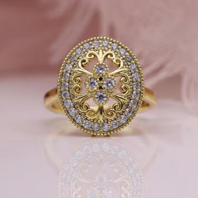 TEMU Elegant Vintage Hollow Flower Ring, A Perfect Gift For Ladies' Engagement Parties, Weddings, And Valentine's Day.