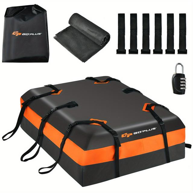 TEMU 15 Cubic Feet Car Roof Bag Cargo Carrier Waterproof Luggage Bag Orange