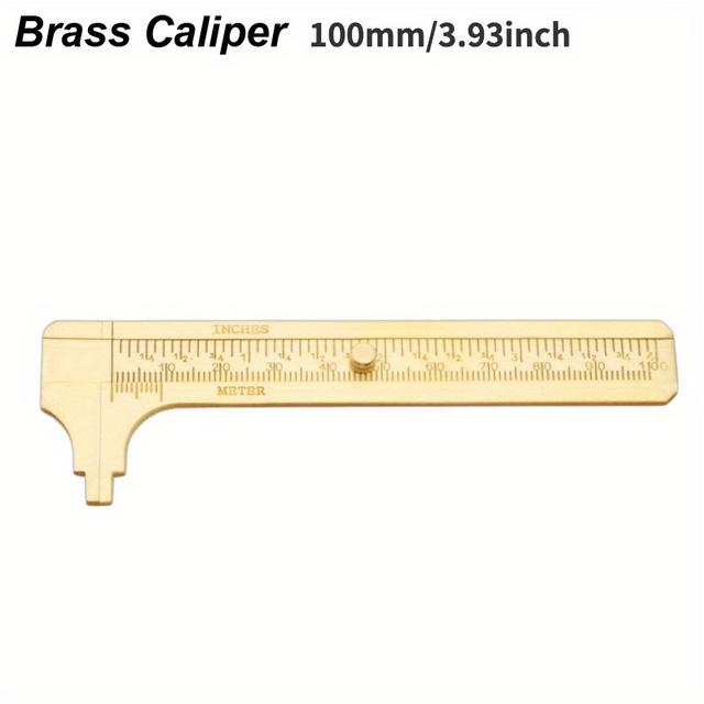 TEMU Precision Mini Vernier Caliper - Dual Metric & Imperial Measurement, Durable Brass, Compact Pocket-sized Tool For Diy Crafts And Jewelry Making