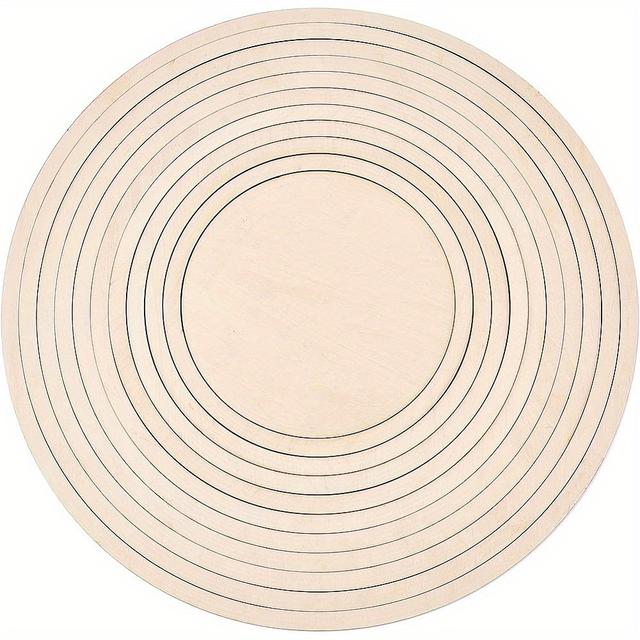 TEMU 1set 11pcs Round Pottery Tools Wooden Geometric Figure Rail Set For Diy Ceramic Cutting And Printing Blank Modeling Mud Plate 13.8" Diameter