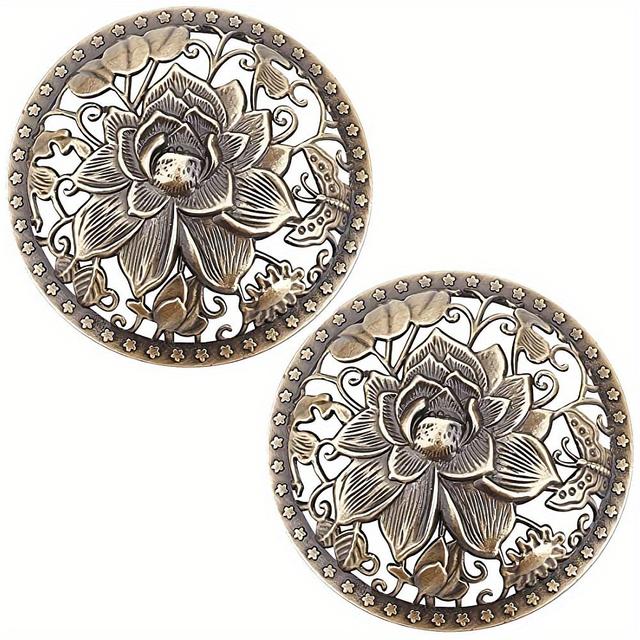 TEMU 2pcs Candle Cover Topper Lotus Scented Candles Cover Bronze Flowers Lid For Jar Candles Bronze Alloy Candle Toppers For Jar Shade Sleeves Additions To Burn For Jar Candles