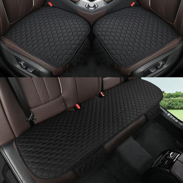 TEMU 3pcs, Car Seat Cushion, Linen Texture, Exquisite Fan Shape, Car Full Set Of Five-seater Seat Cushion, Universal Car Three-piece Seat Cushion, Suitable For, Cars, Suvs, Rvs, Seats