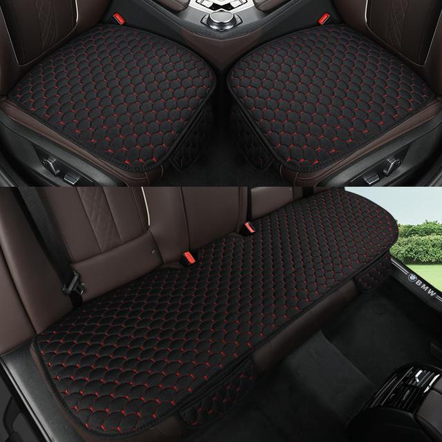 TEMU 3pcs, Car Seat Cushion, Linen Texture, Exquisite Fan Shape, Car Full Set Of Five-seater Seat Cushion, Universal Car Three-piece Seat Cushion, Suitable For, Cars, Suvs, Rvs, Seats