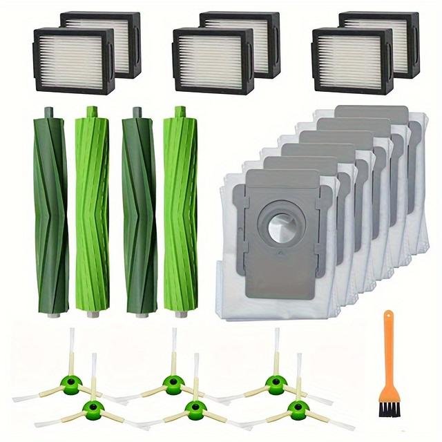 TEMU 23pcs Replacement Parts For I7 I7 I3 I3 I4 I4 I6 I6 I8 I8 J7 J7 Plus E5 E6 E7 Robot Vacuum Accessories 2 Set-surface Rubber Roller Brushes 6filters 6 Side Brushes 6 Vacuum Bags 1 Tool