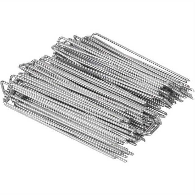 TEMU 100 Stück Bodenanker aus Edelstahl für die Befestigung von Gartenvlies, Zäunen und beim Camping, Maße: 200mm x 30mm x Ø 3mm