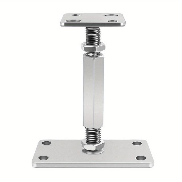 TEMU 1pc Adjustable Height Galvanized Alloy Floor Support Foot, 140-200mm Height Range, 160x80mm Base Plate, Uncharged Post Support Feet For Home And Office Use